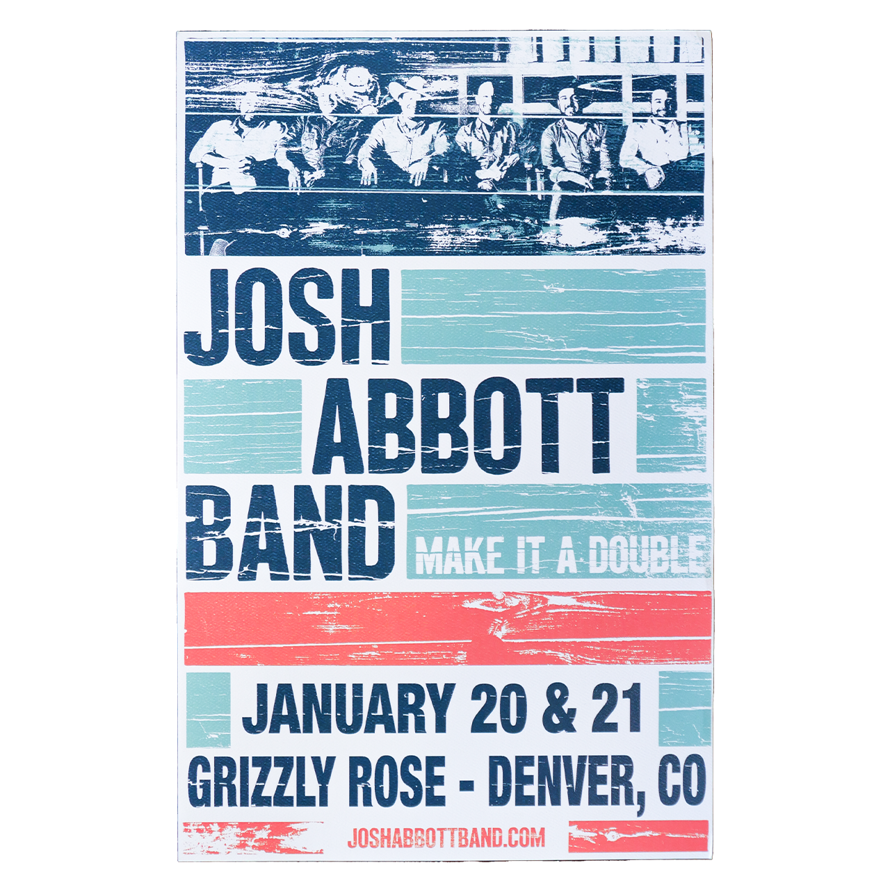 Concert poster for Josh Abbott Band performing at Grizzly Rose in Denver, CO.