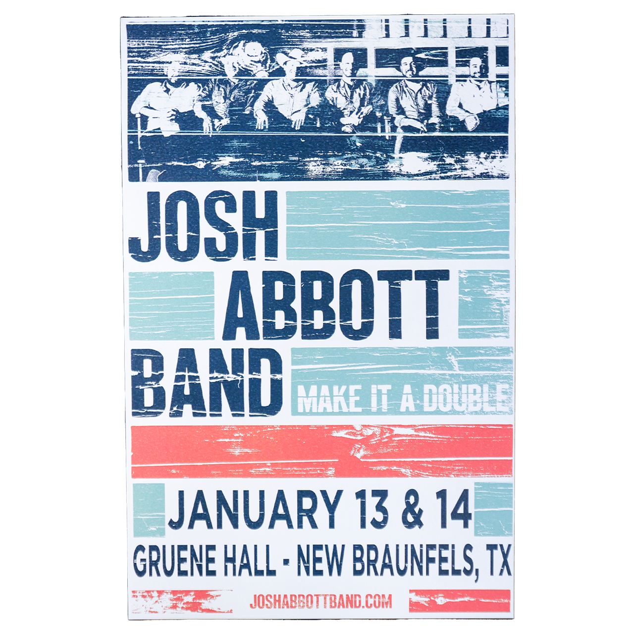Concert poster for Josh Abbott Band performing at Gruene Hall in New Braunfels, TX.