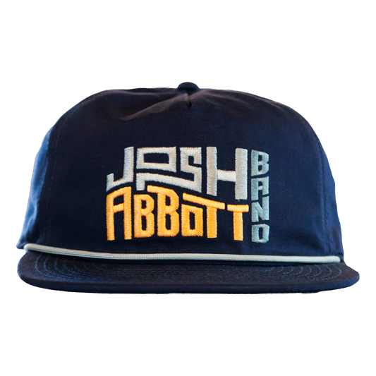 Navy blue baseball cap with ’JOSH ABBOTT BAND’ embroidered in white and yellow lettering.
