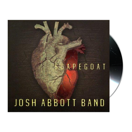 Anatomical heart illustration partially colored red on an album cover for ’Scapegoat’ by Josh Abbott Band.